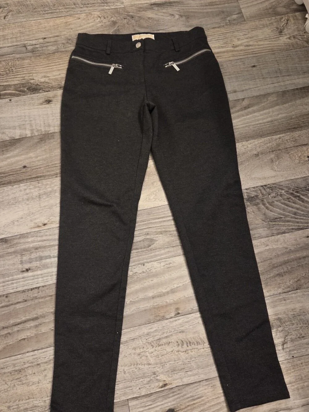 Michael Kors charcoal gray knit pants with zip pocket
